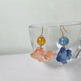 Goldfish Dangle Earrings Resin Fish Drop Earrings for Women
