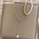 Women's Charm Pearl Pendant Bead Alloy Chain Necklace