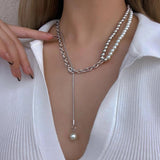 Women's Charm Pearl Pendant Bead Alloy Chain Necklace