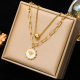 316L Stainless Steel Coin Pearl Necklace For Women Waterproof