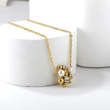 Vintage Round Pearl Necklace Collar Stainless Steel Chain Choker Gift