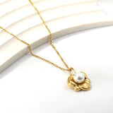 Vintage Round Pearl Necklace Collar Stainless Steel Chain Choker Gift