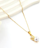 Vintage Round Pearl Necklace Collar Stainless Steel Chain Choker Gift