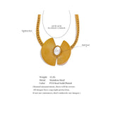 316l Stainless Steel Pearl Fan Pendant Necklace 18K PVD Plated