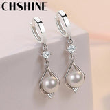 925 Silver Water Drop Pearl Earrings Wedding Gift Jewelry