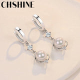 925 Silver Water Drop Pearl Earrings Wedding Gift Jewelry
