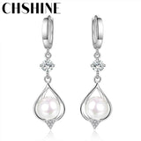 925 Silver Water Drop Pearl Earrings Wedding Gift Jewelry