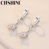 925 Silver Water Drop Pearl Earrings Wedding Gift Jewelry