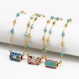 Turquoise Crystal Eye Necklace Copper Choker Jewelry Gift