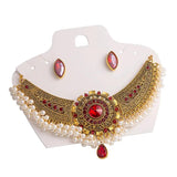 Bohemian Style Crystal Pendant Pearls Necklace Earrings Set