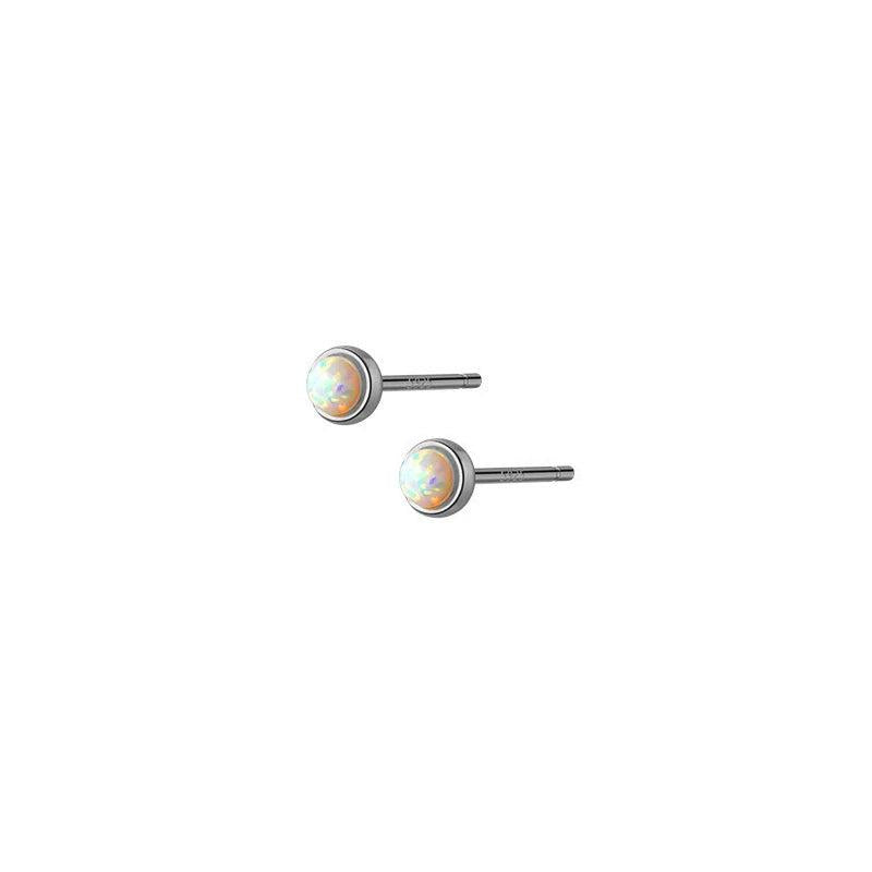 925 Silver Opal Zircon Stud Earrings Women Bone Piercing Jewelry
