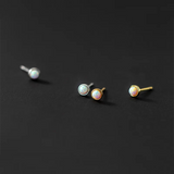 925 Silver Opal Zircon Stud Earrings Women Bone Piercing Jewelry