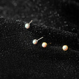 925 Silver Opal Zircon Stud Earrings Women Bone Piercing Jewelry