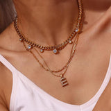 Waterproof Pearl Letter Necklace for Women