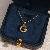 Waterproof Pearl Letter Necklace for Women