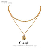 316L Stainless Steel Layered Necklace Women Jewelry Statement Metal Texture