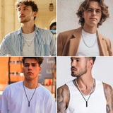 Roman Numerals Bar Simulated Pearl Chain Necklaces for Men