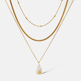 Freshwater Pearl Stainless Steel Pendant Necklace 18K Plated