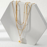 Freshwater Pearl Stainless Steel Pendant Necklace 18K Plated