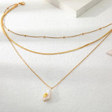 Freshwater Pearl Stainless Steel Pendant Necklace 18K Plated
