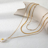 Freshwater Pearl Stainless Steel Pendant Necklace 18K Plated