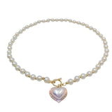 Heart Pendant Pearl Necklace for Women
