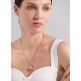 CZ Moon Pendant Stainless Steel Necklace 18K Plated Charm Jewelry