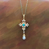 Italian Brati Craft Cross Pearl Pendant Necklaces