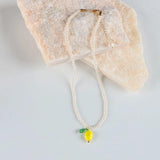 Lovely Glass Beads Braid Fruit Pendant Necklaces Simulated Pearl Choker