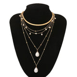 Gothic Pearl Tassel Choker Necklace Wedding Punk Lariat Chain Necklace Women