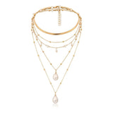 Gothic Pearl Tassel Choker Necklace Wedding Punk Lariat Chain Necklace Women