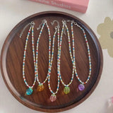 Peach Beaded Necklace Choker Pendant Jewelry Gift