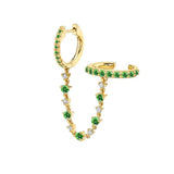 Stainless Steel CZ Chain Hoop Earrings
