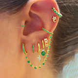 Stainless Steel CZ Chain Hoop Earrings