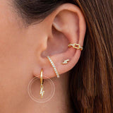 Stainless Steel CZ Chain Hoop Earrings