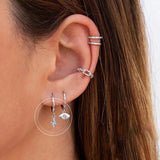 Stainless Steel CZ Chain Hoop Earrings