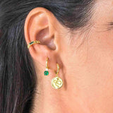 Stainless Steel CZ Chain Hoop Earrings