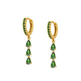 Stainless Steel CZ Chain Hoop Earrings