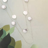 Vintage Metal Chain Pendant Pearl Sweater Necklace