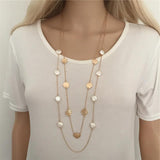 Vintage Metal Chain Pendant Pearl Sweater Necklace