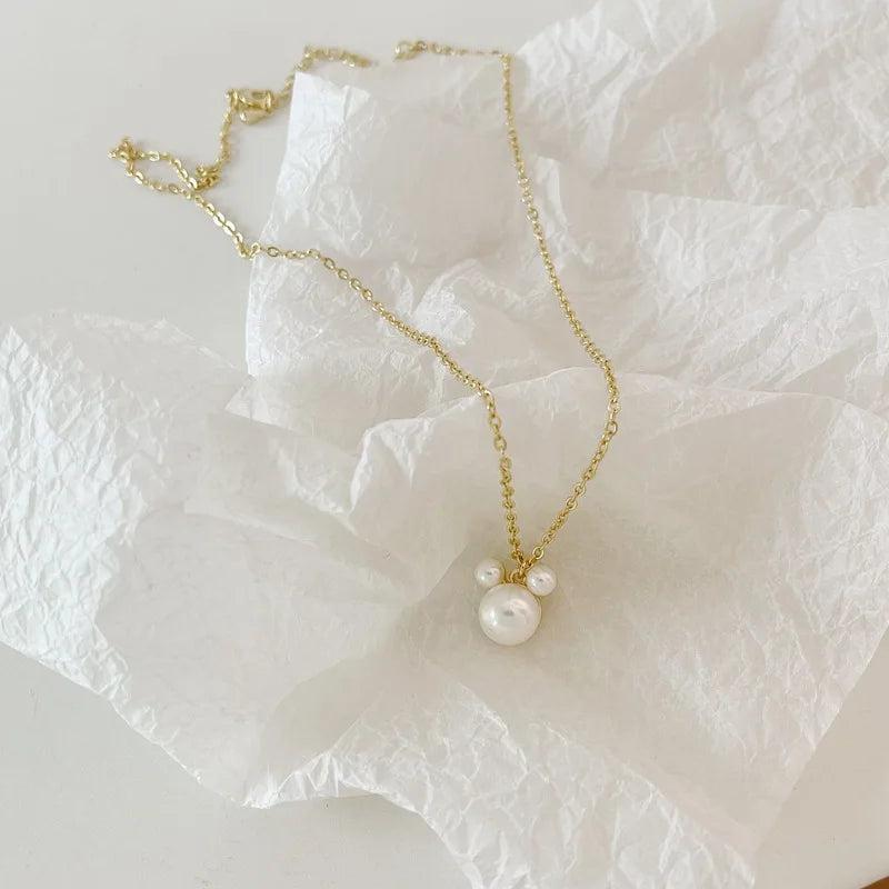 Anime Pearl Bear Pendant Necklace Women Jewelry