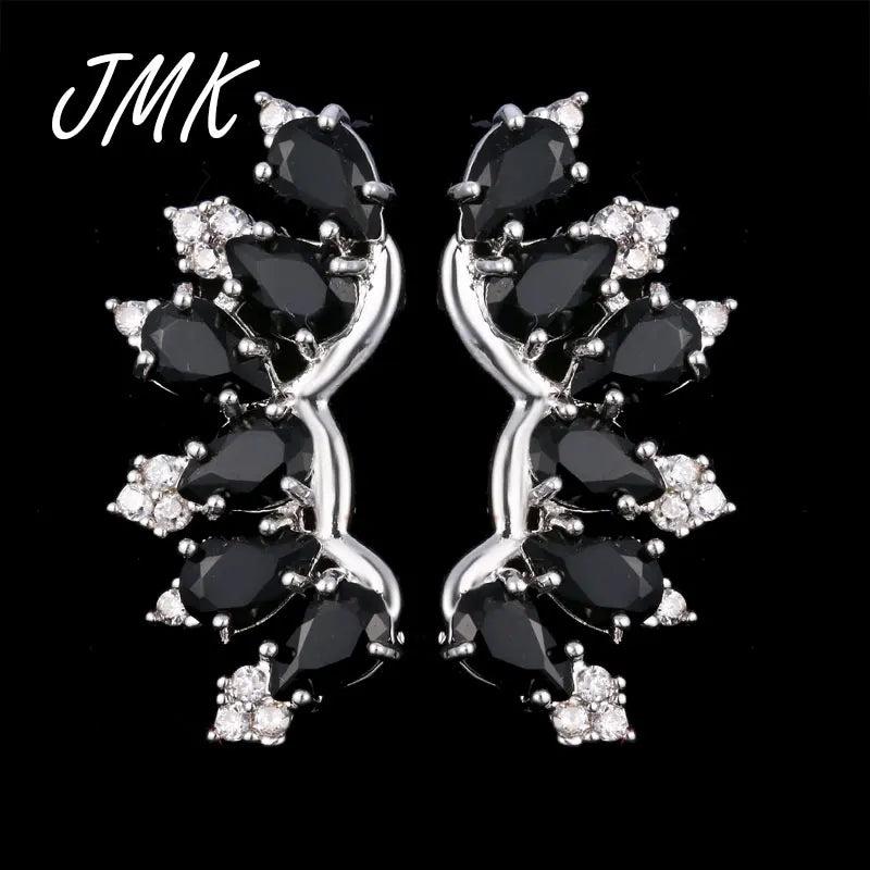 JMK Symmetrical Wings Earrings Green Stone Pink Crystal Ethnic Earrings