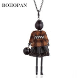 Women Feather Lace Skirt Pendant Necklace Long Sweater Chain Charm Jewelry