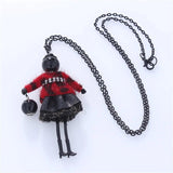 Women Feather Lace Skirt Pendant Necklace Long Sweater Chain Charm Jewelry