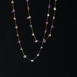 Amethyst Irregular Bead Crystal Necklace 18K Plated Stainless Steel