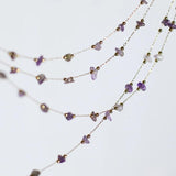 Amethyst Irregular Bead Crystal Necklace 18K Plated Stainless Steel