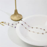 Amethyst Irregular Bead Crystal Necklace 18K Plated Stainless Steel