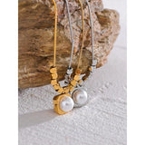 Square Pendant Pearl Necklace Silver Jewelry