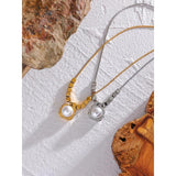 Square Pendant Pearl Necklace Silver Jewelry