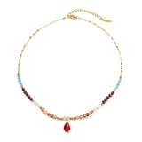 Bohemia Pearl Zircon Water Drop Pendant Necklace For Women